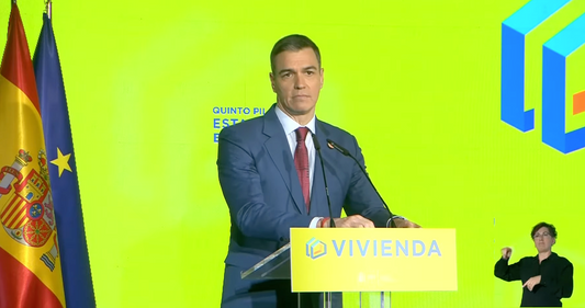 Pedro Sรกnchez speaks at the Forum "Vivienda, quinto pilar del Estado del bienestar"