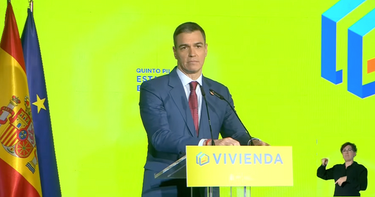 Pedro Sánchez speaks at the Forum "Vivienda, quinto pilar del Estado del bienestar"