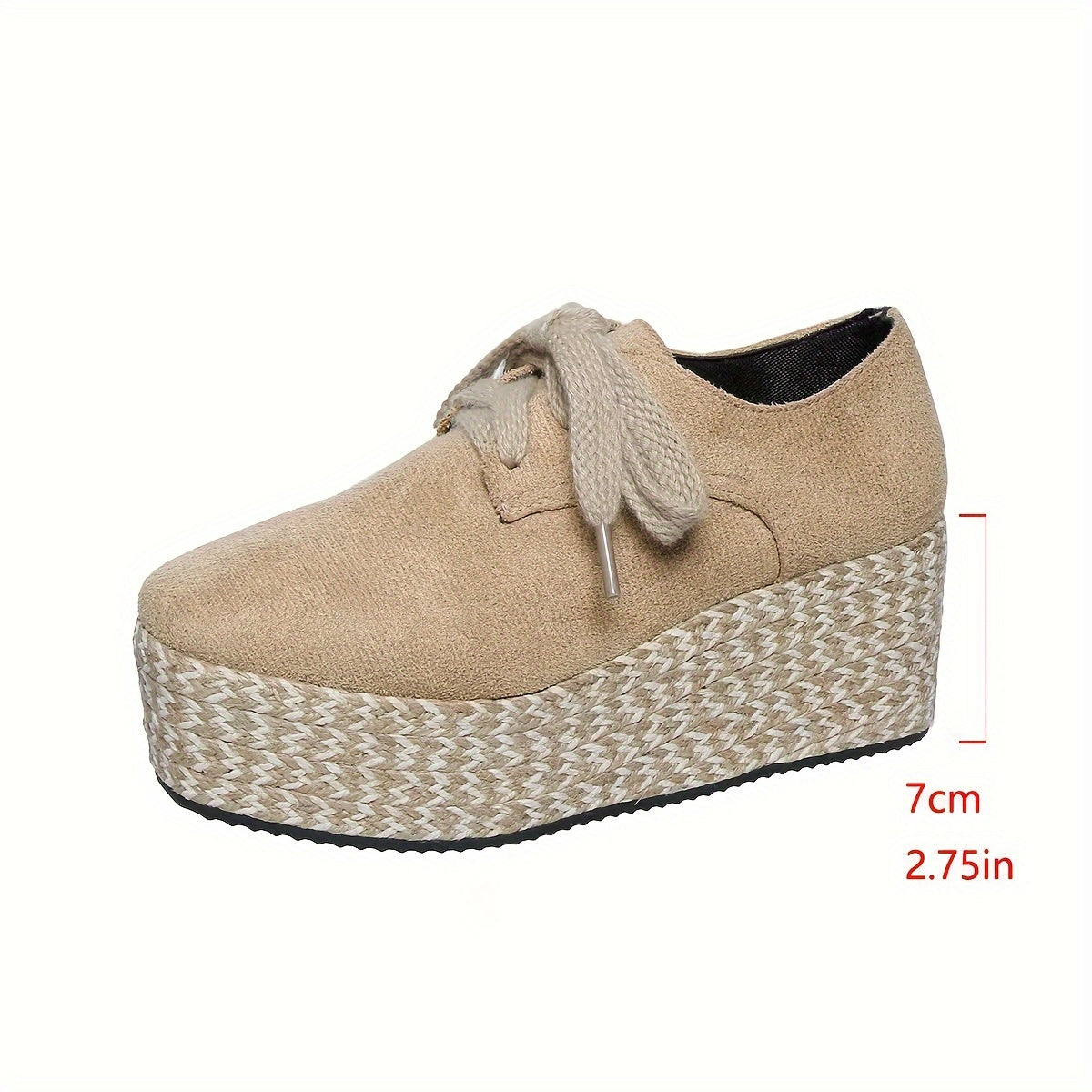 Espadrille-Plateau-Schnürschuhe mit Keilabsatz – Lässige Pumps zum Spazierengehen