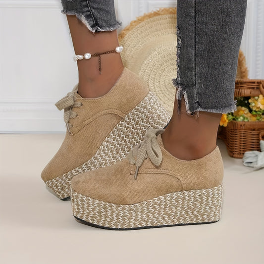Espadrille Platform Lace-Up Wedge Shoes – Casual Walking Pumps