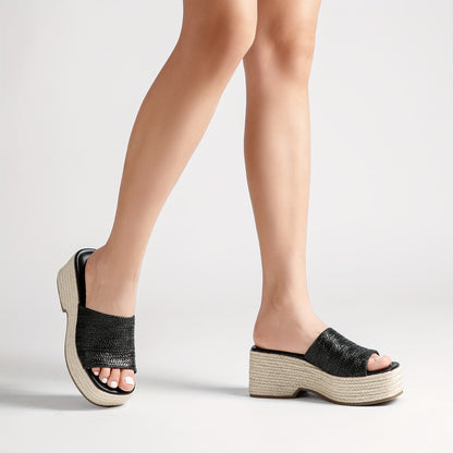 Espadrilles compensées pour femmes – Sandales d'été à enfiler pour la plage | Style espagnol