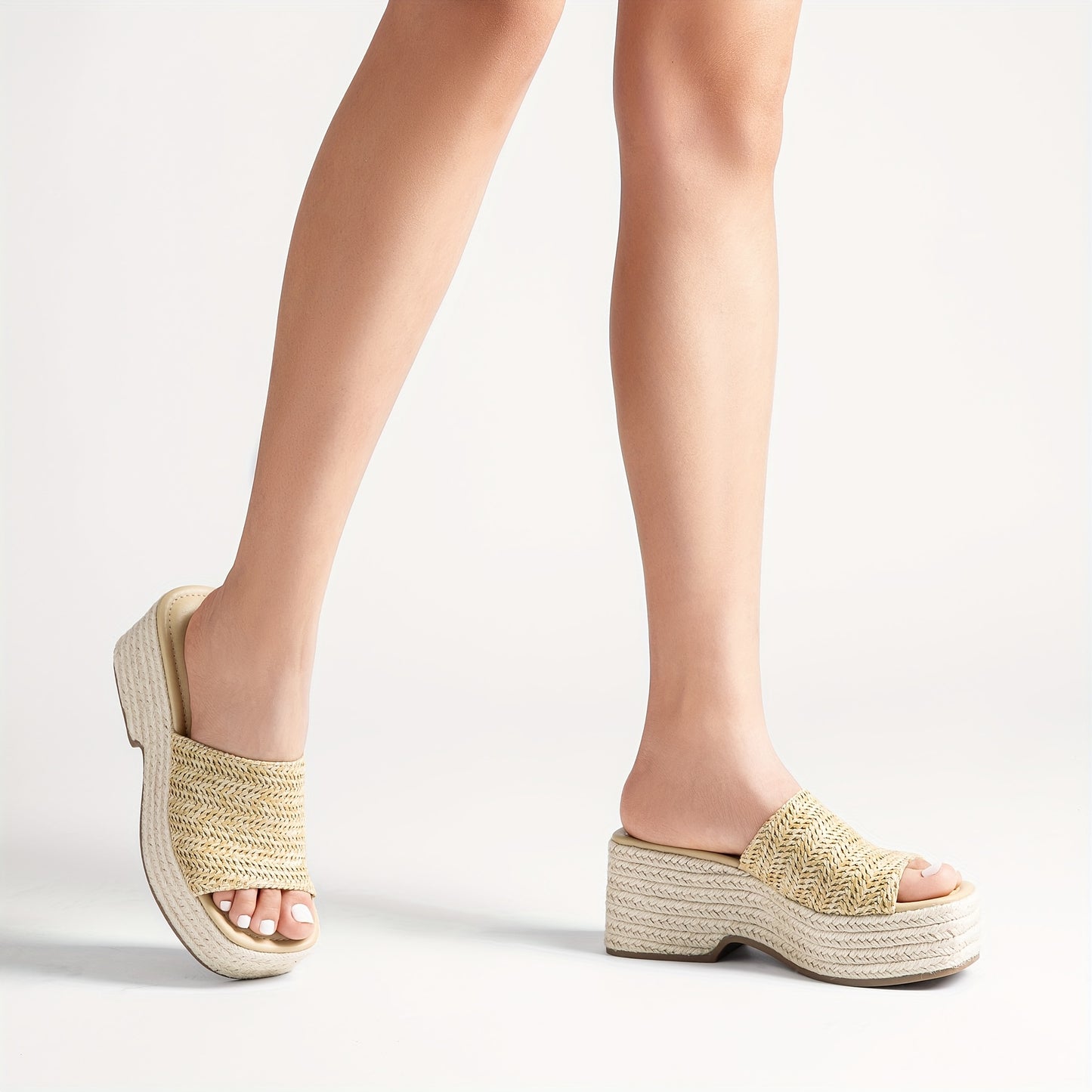 Espadrilles compensées pour femmes – Sandales d'été à enfiler pour la plage | Style espagnol