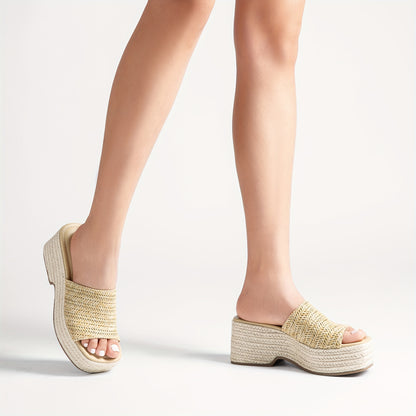 Espadrilles compensées pour femmes – Sandales d'été à enfiler pour la plage | Style espagnol