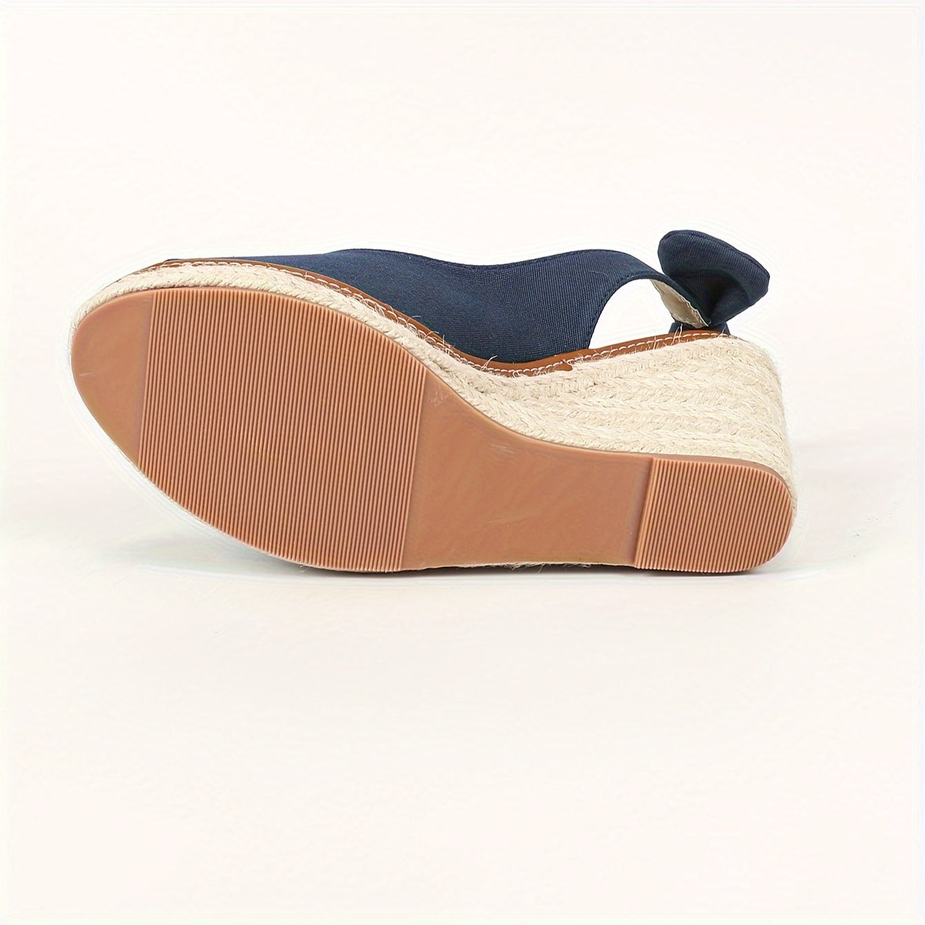 Espadrilles compensées à plateforme avec nœud papillon – Sandales à enfiler et bout ouvert