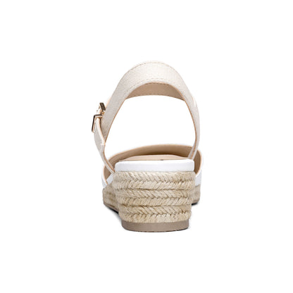 Closed Toe Espadrille Wedge Sandals with Buckle Ankle Strap