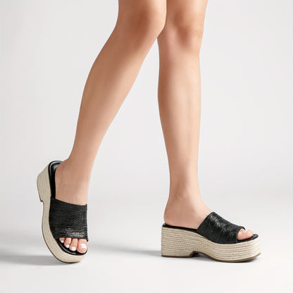 Espadrilles compensées pour femmes – Sandales d'été à enfiler pour la plage | Style espagnol