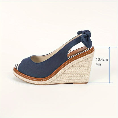 Espadrilles compensées à plateforme avec nœud papillon – Sandales à enfiler et bout ouvert