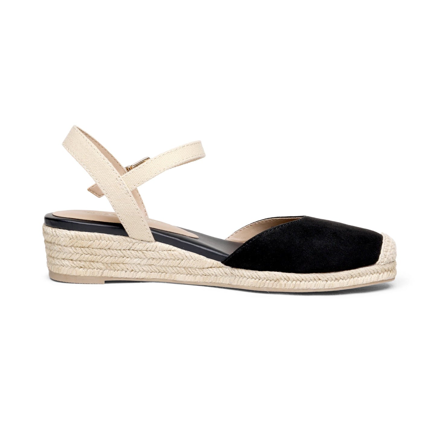 Closed Toe Espadrille Wedge Sandals with Buckle Ankle Strap
