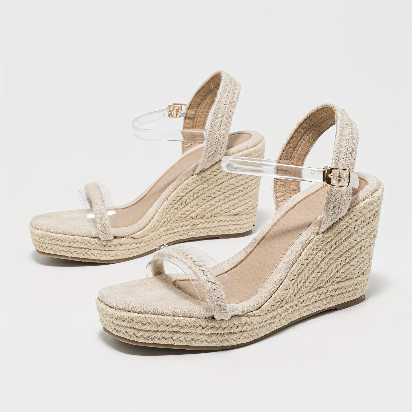Espadrille-Plateausandalen mit gekreuzten Riemen