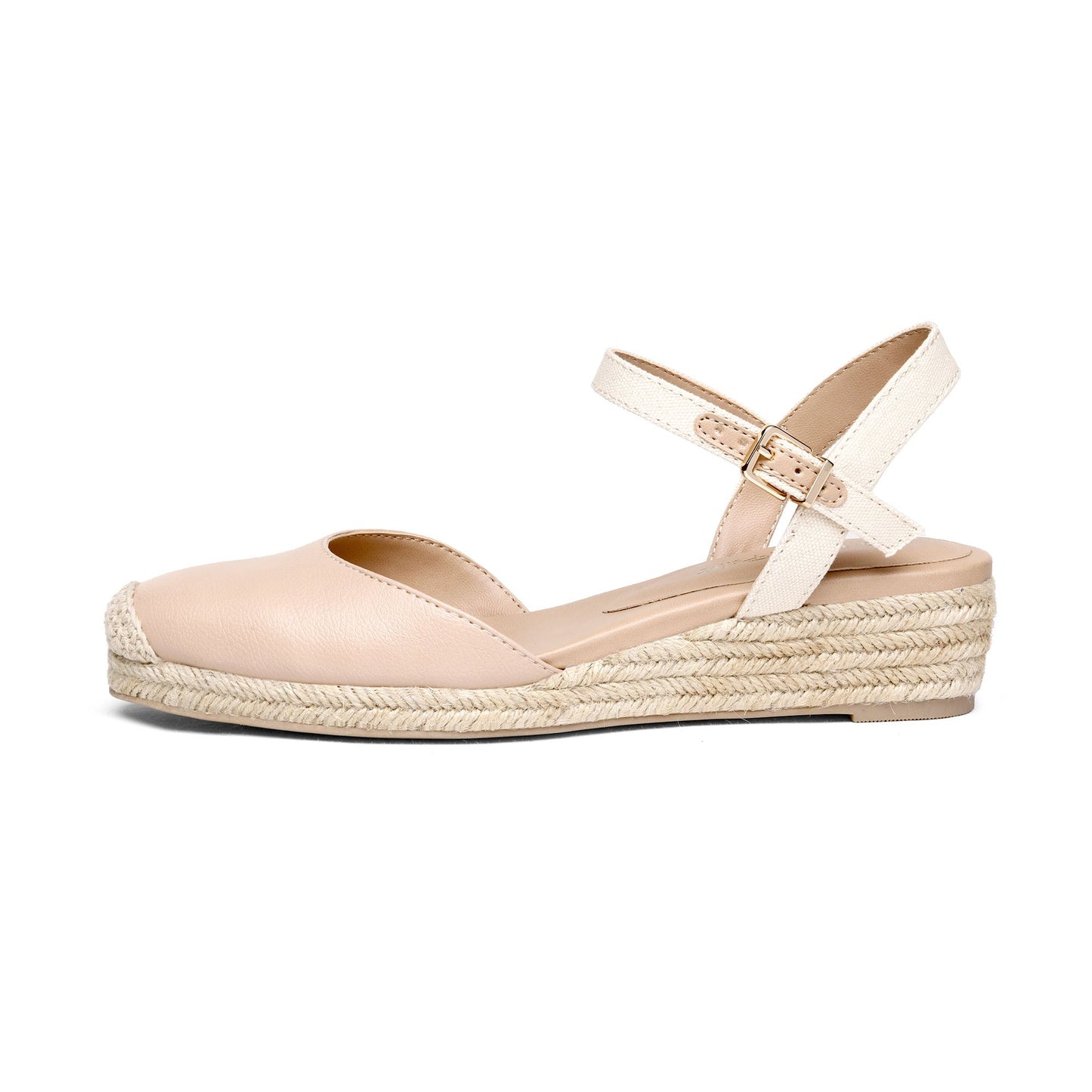 Closed Toe Espadrille Wedge Sandals with Buckle Ankle Strap