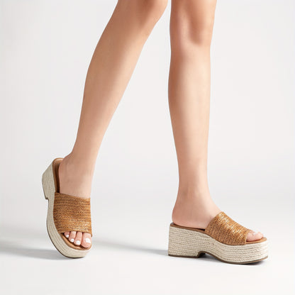 Espadrilles compensées pour femmes – Sandales d'été à enfiler pour la plage | Style espagnol