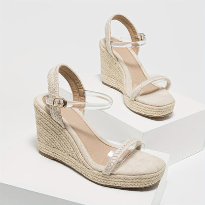 Espadrille-Plateausandalen mit gekreuzten Riemen