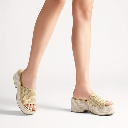 Espadrilles compensées pour femmes – Sandales d'été à enfiler pour la plage | Style espagnol