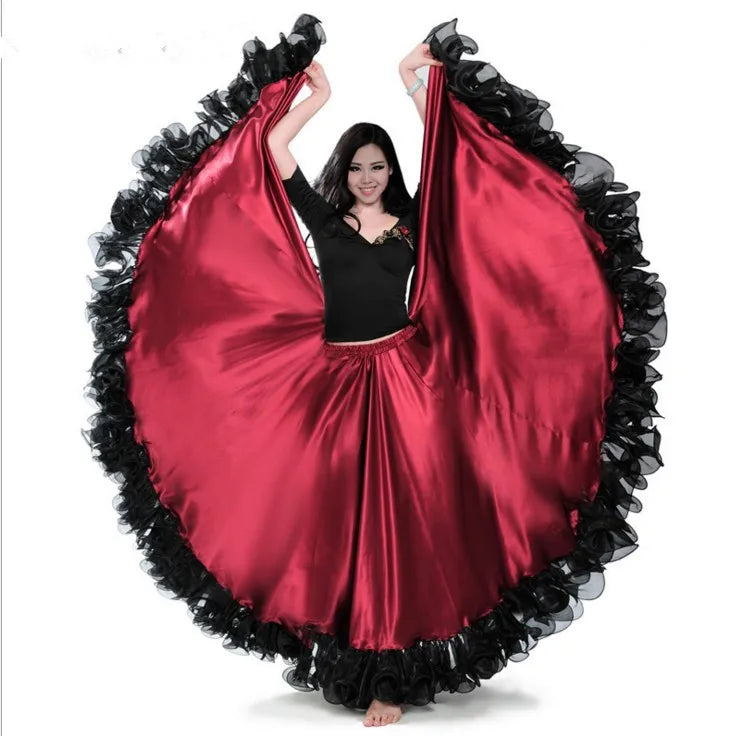 Jupe de danse flamenco rouge à pièces d'or – Jupe de spectacle espagnole