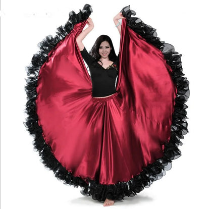 Jupe de danse flamenco rouge à pièces d'or – Jupe de spectacle espagnole