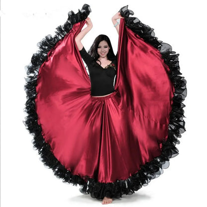 Jupe de danse flamenco rouge à pièces d'or – Jupe de spectacle espagnole
