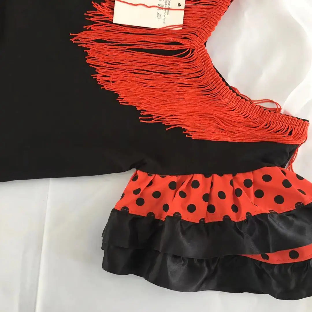 Spanisches Flamenco-Tanzkleid für Mädchen – Traditionelles gepunktetes Rüschenkostüm 