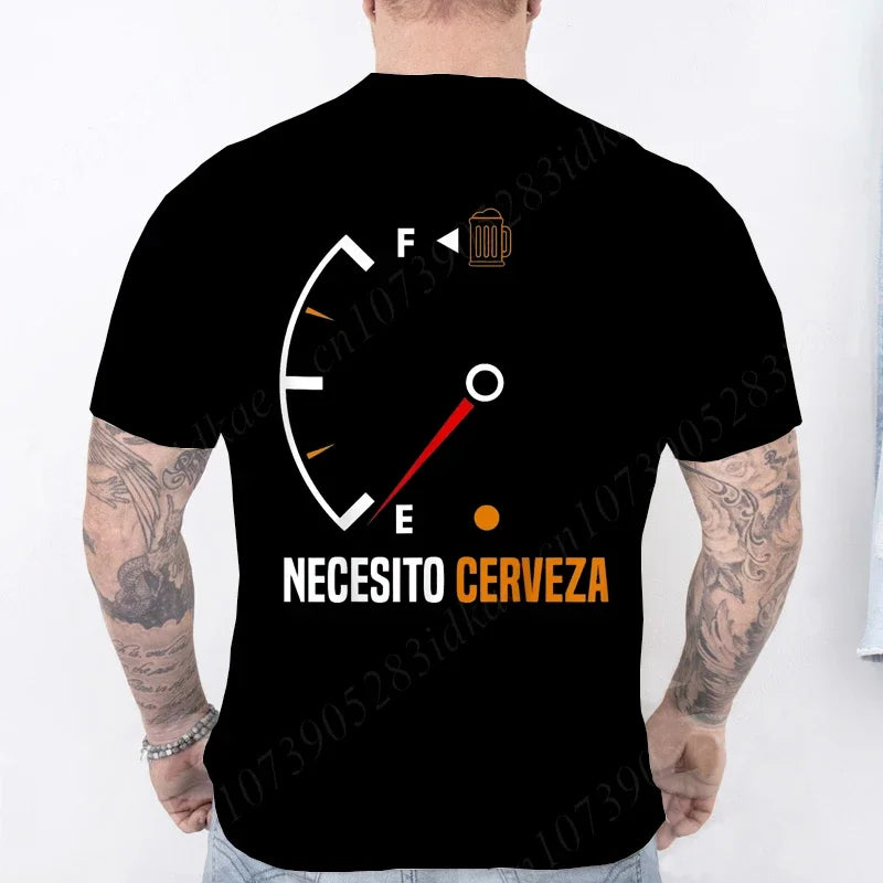 T-shirt humoristique pour homme « Necesito Cerveza » – T-shirt décontracté avec motif de bière espagnole 