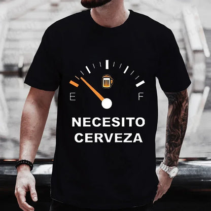 T-shirt humoristique pour homme « Necesito Cerveza » – T-shirt décontracté avec motif de bière espagnole 