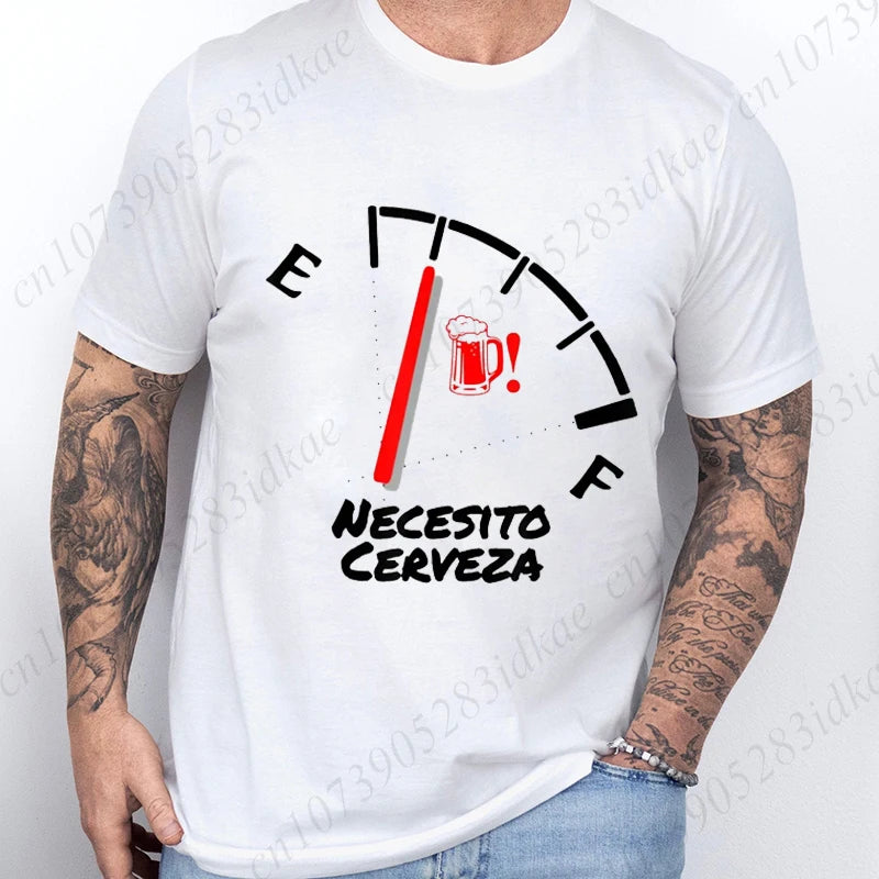 T-shirt humoristique pour homme « Necesito Cerveza » – T-shirt décontracté avec motif de bière espagnole 
