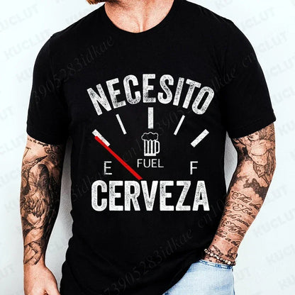 T-shirt humoristique pour homme « Necesito Cerveza » – T-shirt décontracté avec motif de bière espagnole 