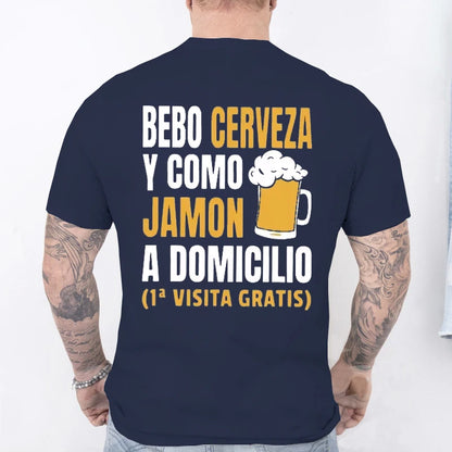 T-shirt drôle de bière espagnole pour hommes – Graphique décontracté « Bebo Cerveza y Como Jamón » 