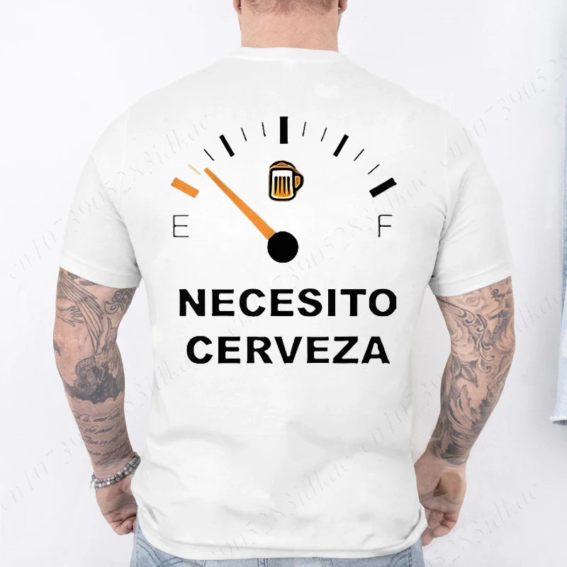 T-shirt humoristique pour homme « Necesito Cerveza » – T-shirt décontracté avec motif de bière espagnole 