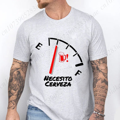 T-shirt humoristique pour homme « Necesito Cerveza » – T-shirt décontracté avec motif de bière espagnole 