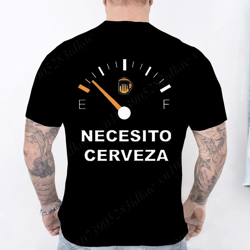 T-shirt humoristique pour homme « Necesito Cerveza » – T-shirt décontracté avec motif de bière espagnole 