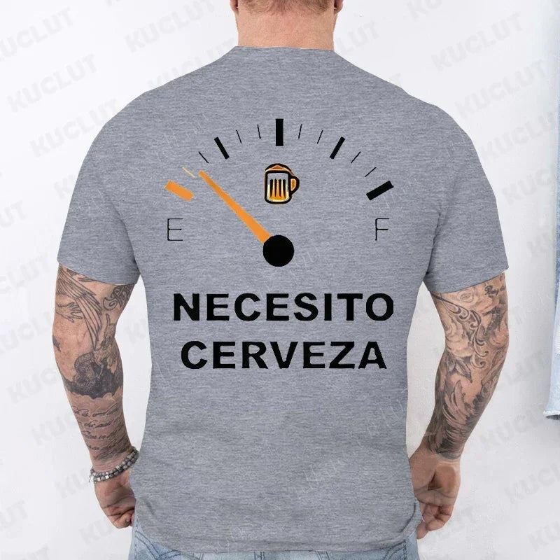 T-shirt humoristique pour homme « Necesito Cerveza » – T-shirt décontracté avec motif de bière espagnole 