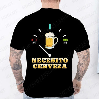 T-shirt humoristique pour homme « Necesito Cerveza » – T-shirt décontracté avec motif de bière espagnole 