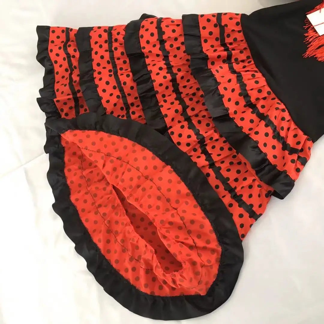 Spanisches Flamenco-Tanzkleid für Mädchen – Traditionelles gepunktetes Rüschenkostüm 