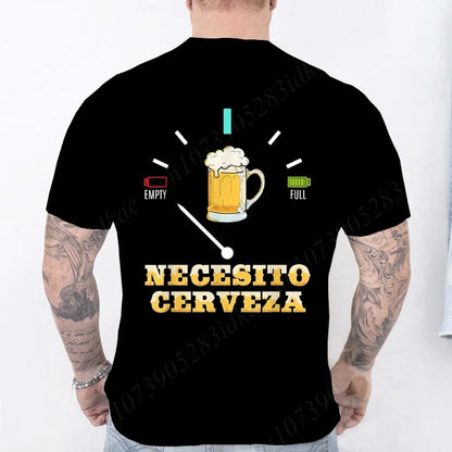 T-shirt humoristique pour homme « Necesito Cerveza » – T-shirt décontracté avec motif de bière espagnole 