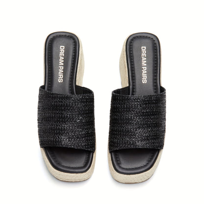 Espadrilles compensées pour femmes – Sandales d'été à enfiler pour la plage | Style espagnol