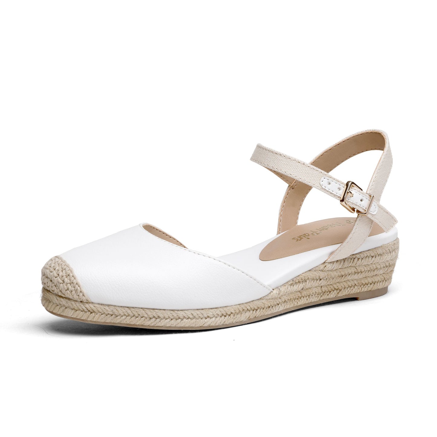 Closed Toe Espadrille Wedge Sandals with Buckle Ankle Strap