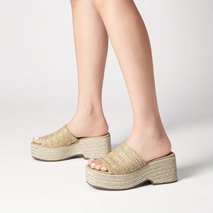 Espadrilles compensées pour femmes – Sandales d'été à enfiler pour la plage | Style espagnol
