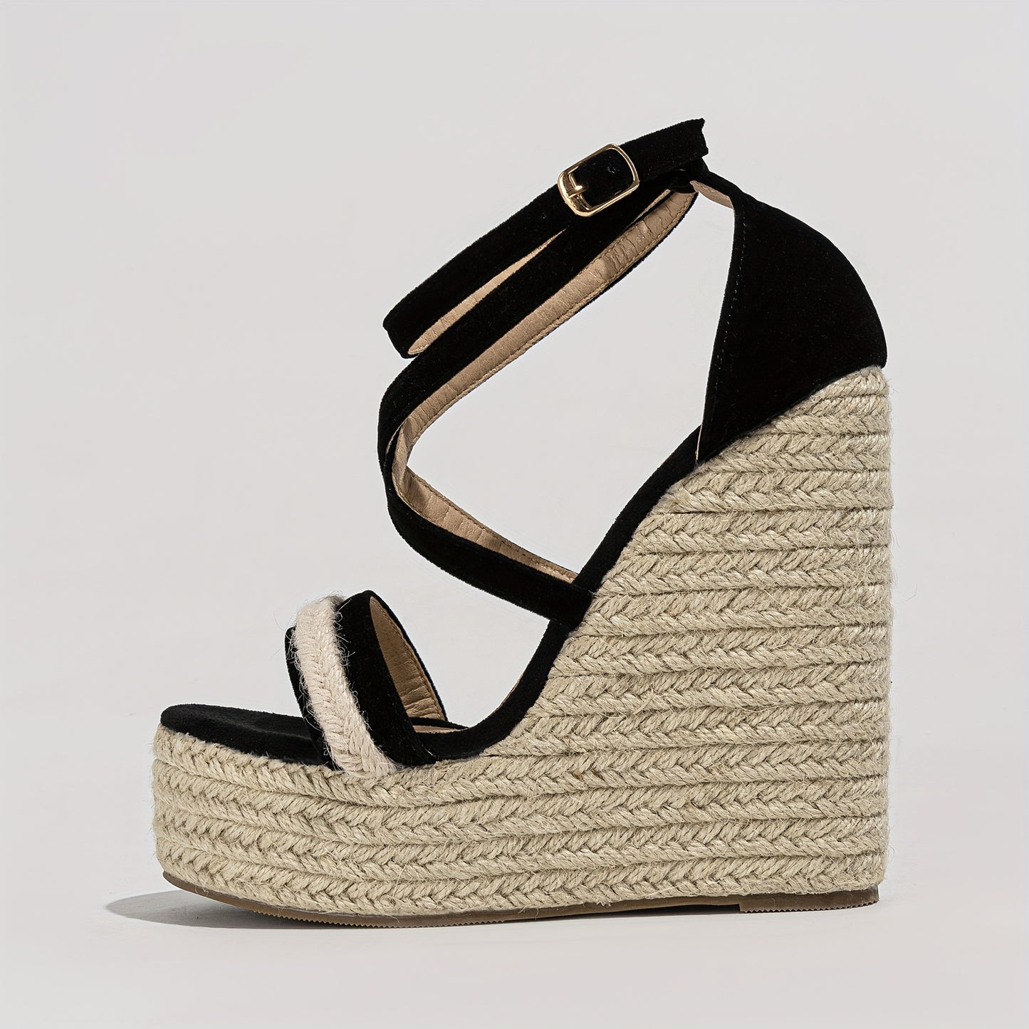 Espadrille-Plateausandalen mit gekreuzten Riemen