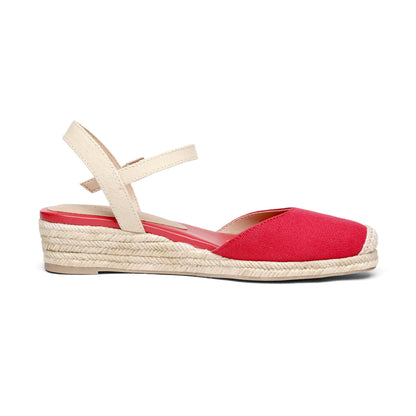 Closed Toe Espadrille Wedge Sandals with Buckle Ankle Strap