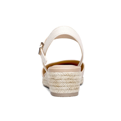 Closed Toe Espadrille Wedge Sandals with Buckle Ankle Strap