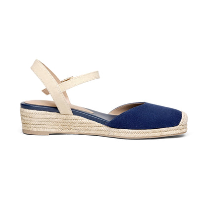 Closed Toe Espadrille Wedge Sandals with Buckle Ankle Strap