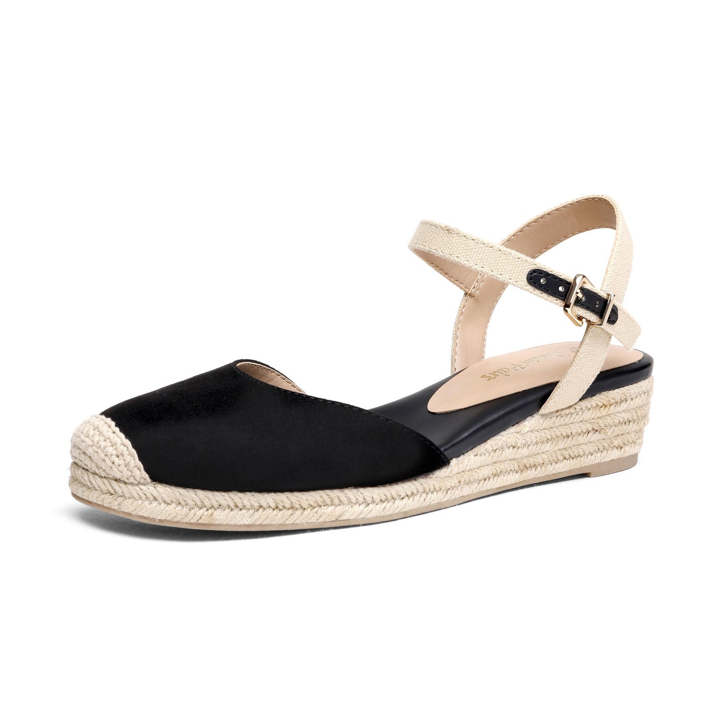 Closed Toe Espadrille Wedge Sandals with Buckle Ankle Strap