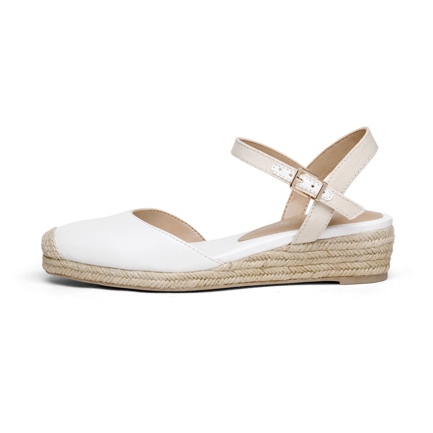 Closed Toe Espadrille Wedge Sandals with Buckle Ankle Strap