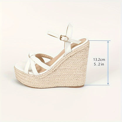 Chic Ankle-Strap Wedge Sandals for Women - Slingback Espadrilles with Comfort Platform for Dress Occasions
