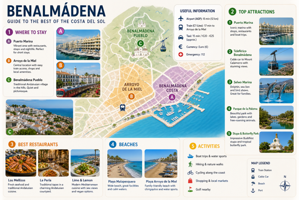 Benalmadena beach promenade sunset weather Costa del Sol travel