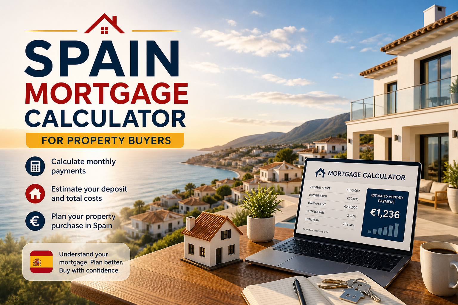 Spain mortgage calculator property buyers house sea view Costa del Sol