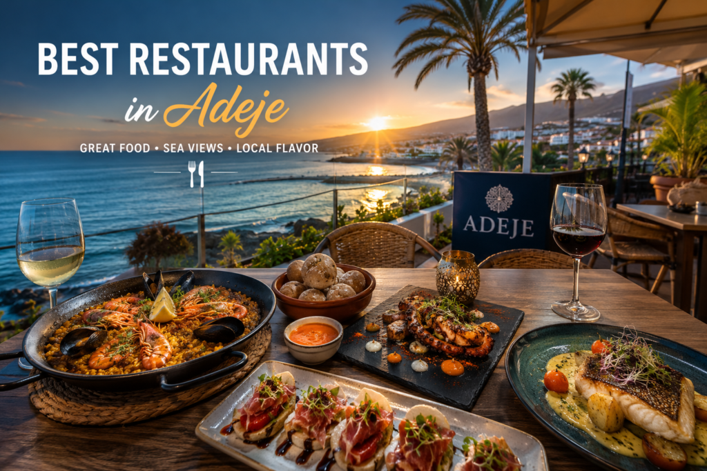 Best restaurants in Adeje Tenerife with seafood dishes ocean view dining Costa Adeje Canary Islands
