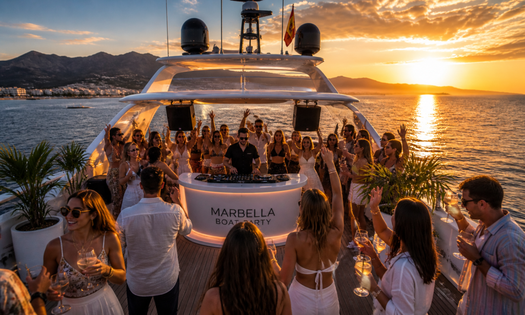 Marbella boat party yacht music sea nightlife Spain
