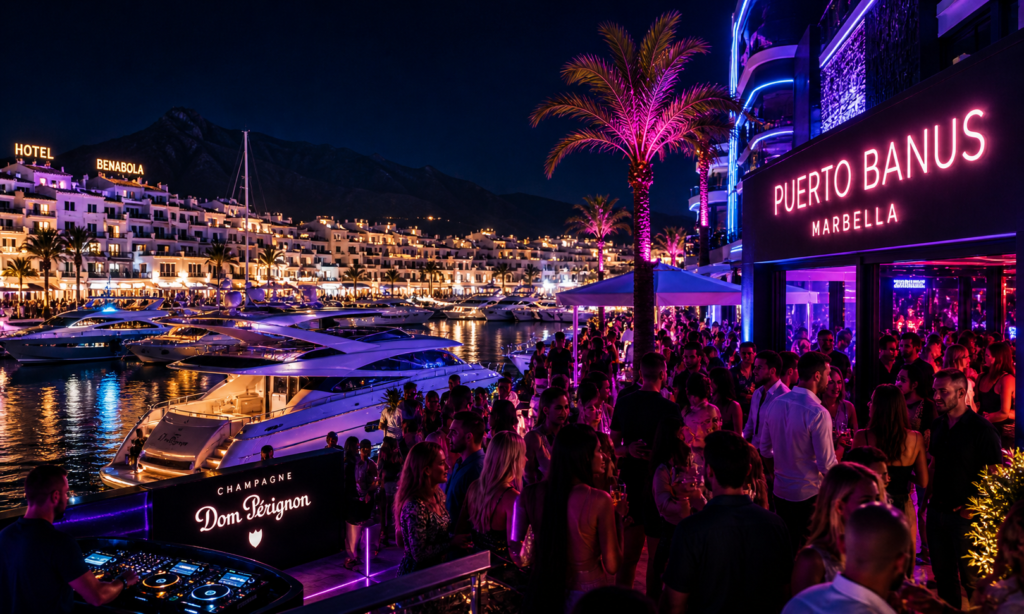 Puerto Banus nightlife marina bars clubs Marbella Spain
